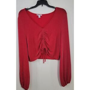 Bar III Shirt Womens XXL Red Sparkling Blouse Glam Sexy Punk Rock Bold Top NWT